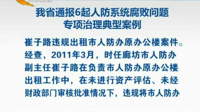 河北通报6起人防系统腐败问题专项治理典型案例