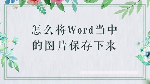 怎么将word的图片保存下来?