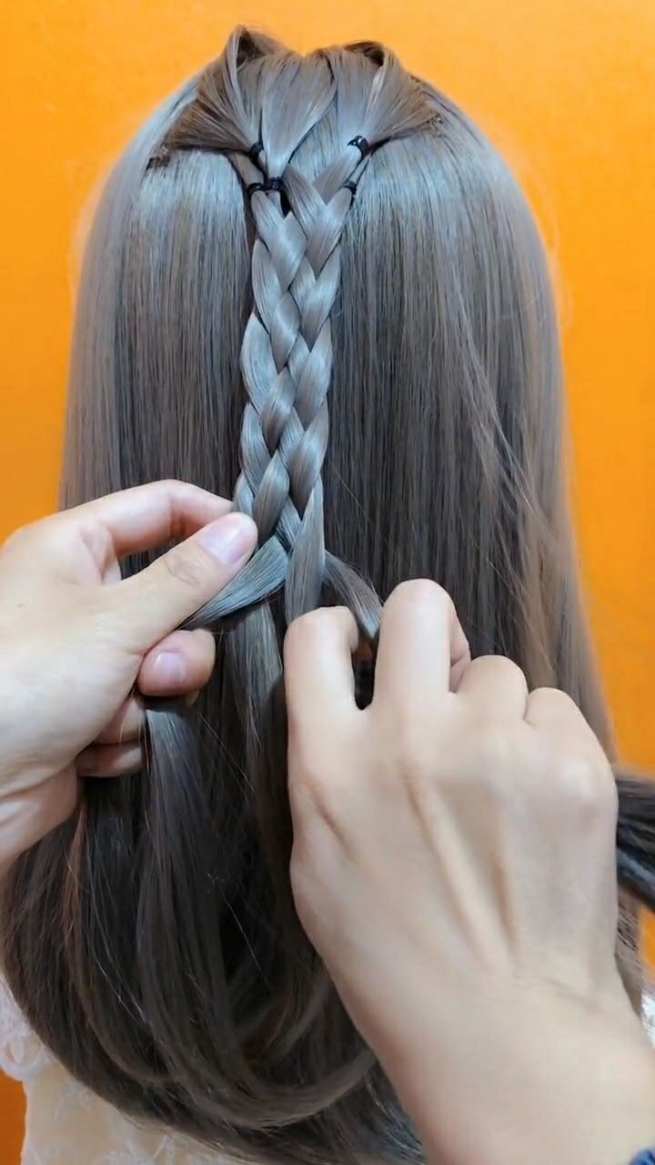 非常简单的五股辫编法头发长的妹子可以扎一下