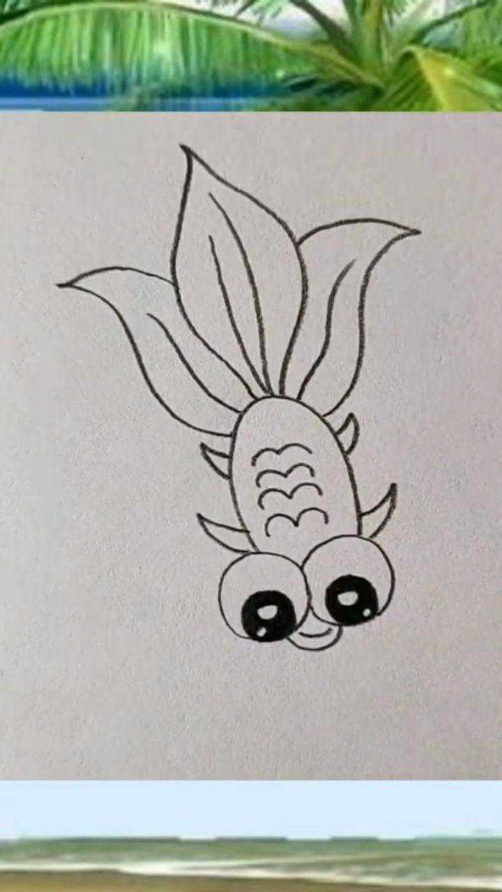 幼儿简笔画,用数字3画一只自由自在的金鱼吧