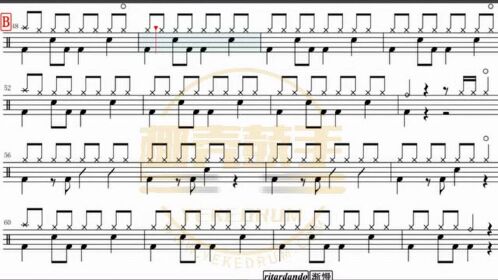 刘德华上海滩架子鼓鼓谱高清动态鼓谱部分演示