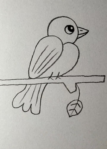 用两个2画站在枝头的小鸟