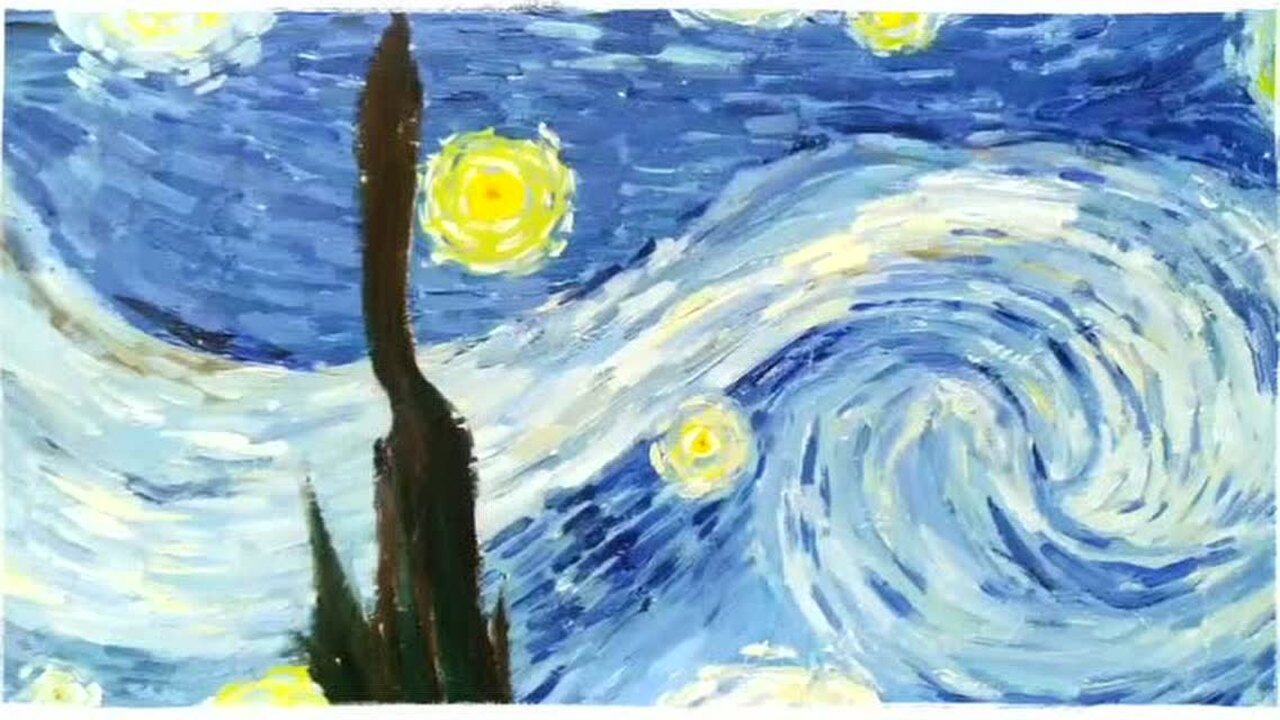 梵高《星夜》油画名作_腾讯视频}