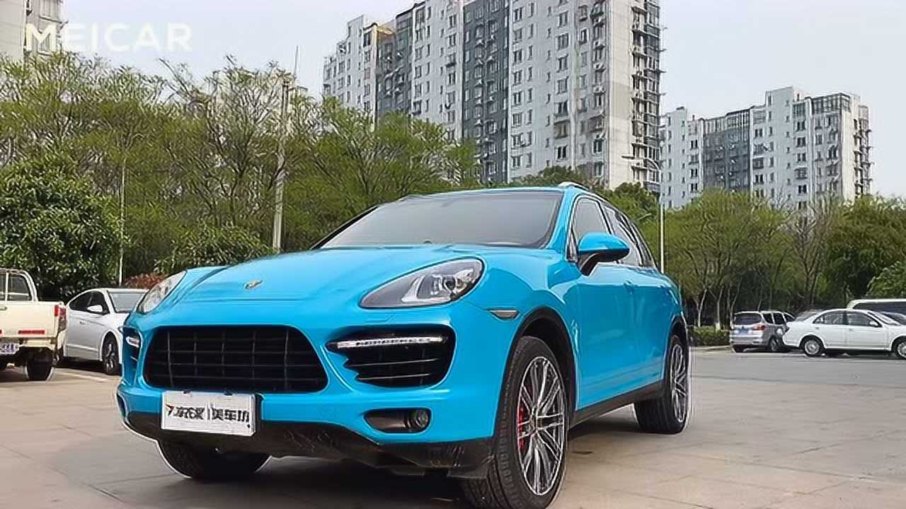 无锡美车坊汽车贴膜 保时捷卡宴车身改色迈阿密蓝
