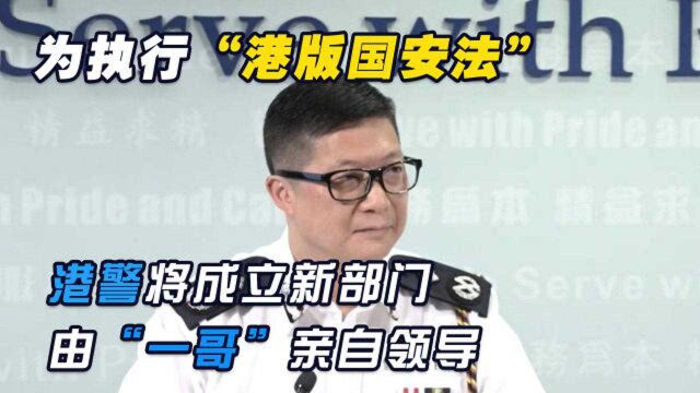 香港警察为执行“港版国安法”将成立新部门,由“一哥”亲自领导