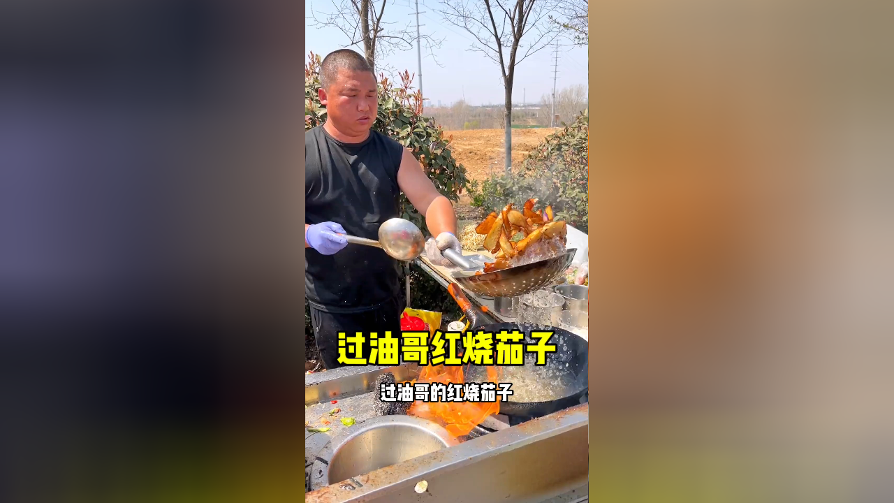 过油哥的红烧茄子15元,街头美食