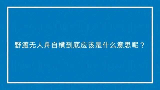 野渡无人舟自横到底应该是什么意思呢?