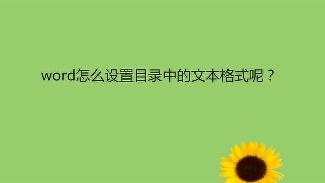 word怎么设置目录中的文本格式呢?