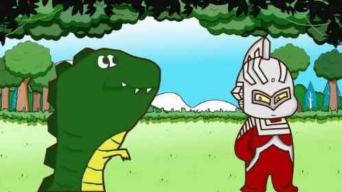 赛文奥特曼森林探险认识新朋友小恐龙多多简笔画