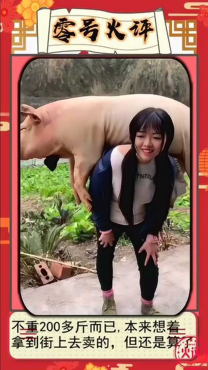 两百多斤的猪美女说扛就扛是个女汉子