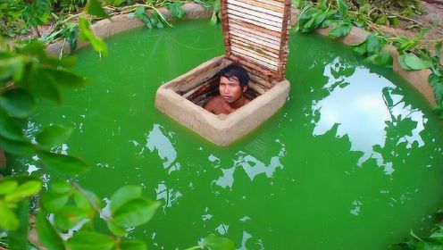 农村男子买不起房，在水下建造隐蔽豪宅，房子会不会漏水？