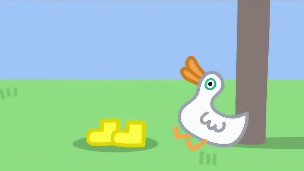 简笔画:鸭子太太非常喜欢他脚边的黄色靴子