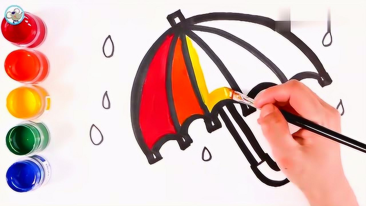 育儿简笔画 教你画七彩的雨伞