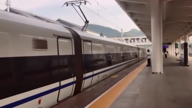 和谐号动车组G1335,CRH380D担当驶离遵义站,轮轨声