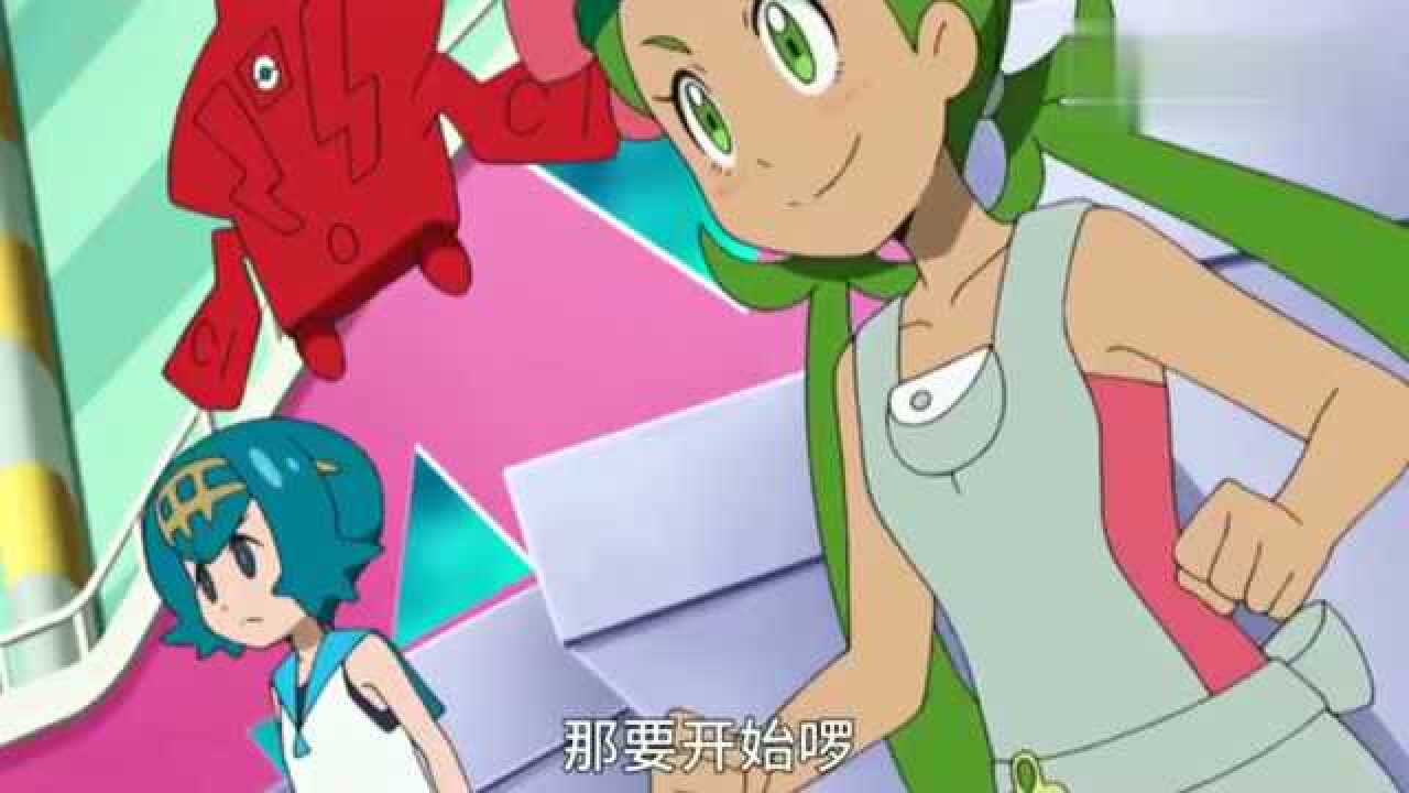 宝可梦名场面水莲玛奥和小霞对决可达鸭在旁看着样子呆萌