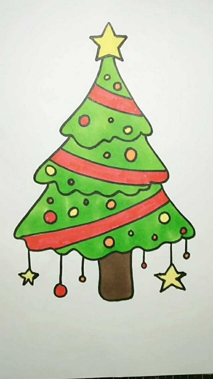 教大家画个可爱的圣诞树简单又漂亮