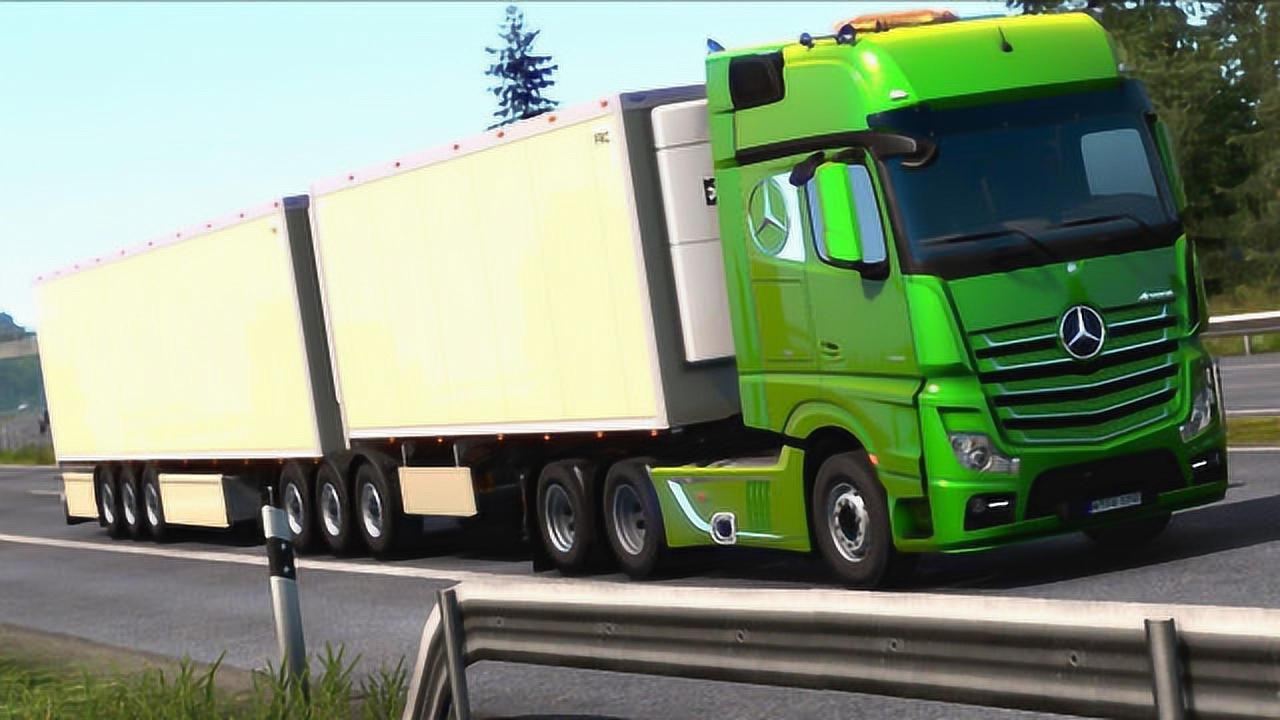 欧卡2奔驰双货柜半挂车运输48吨电子产品驾驶技术杠杠的