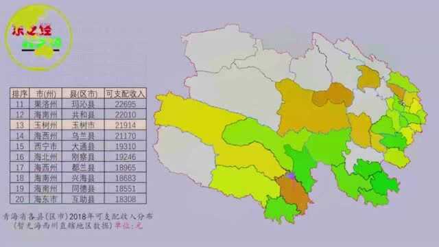 青海省45县《区市》人均可支配收入排名,猜猜青海哪里人最有钱?