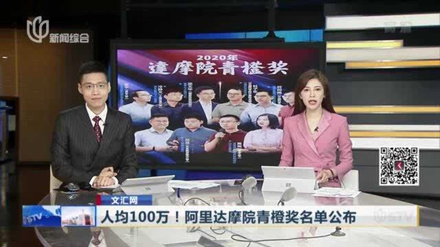 文汇网:人均100万!阿里达摩院青橙奖名单公布