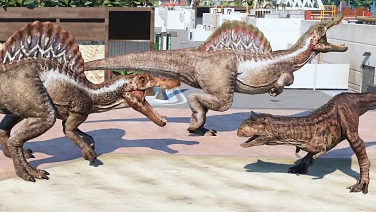 食肉牛龙vs棘龙侏罗纪世界进化