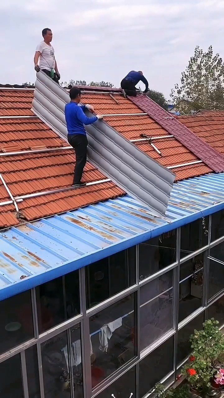 农村瓦房翻新改造,彩钢施工简单