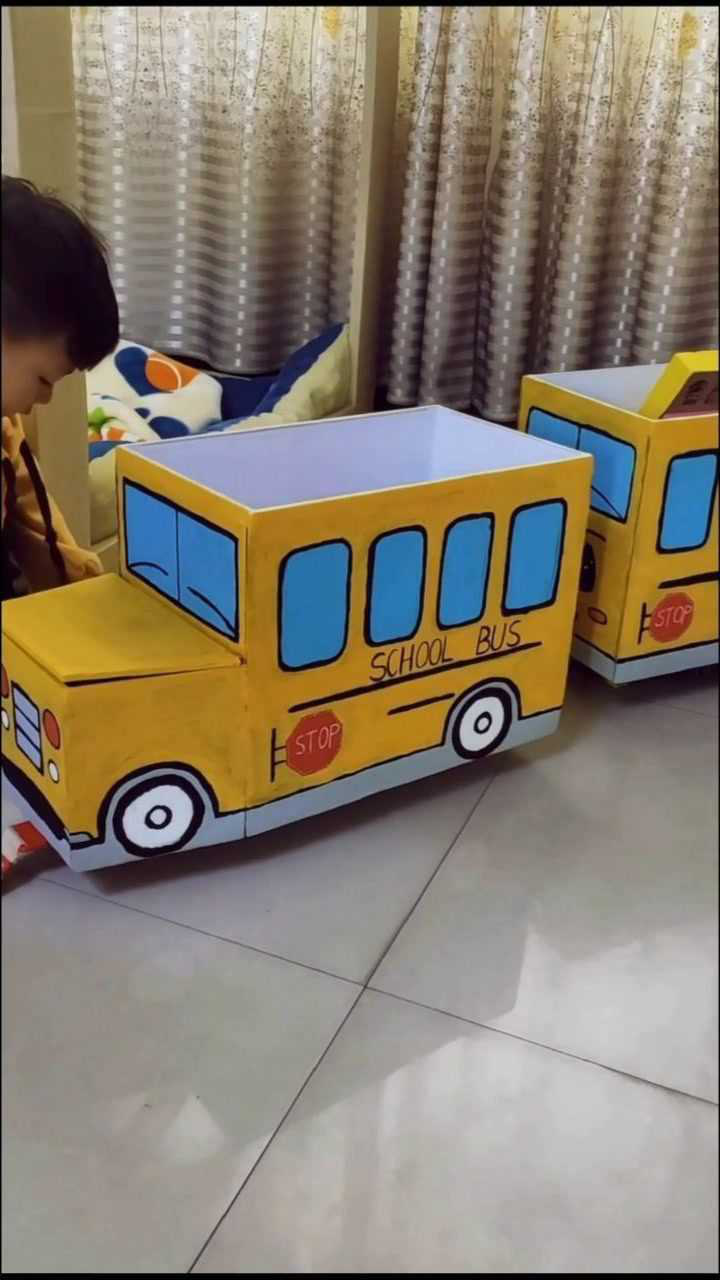 废纸箱制作小火车玩具教程,这也太好玩了吧