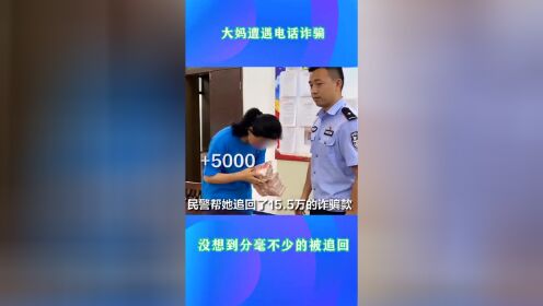 大妈被电话诈骗15万，民警分毫不差的追讨回来，连大妈都难以置信