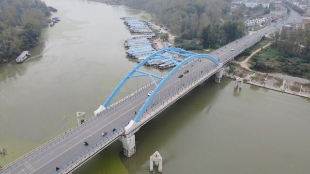 航拍界首沙颍河大桥,原址重建的老沙河大桥