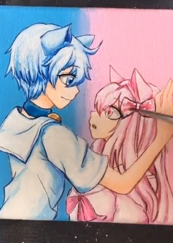 大佬画的就是不一样看到这对喜羊羊与美羊羊硬是让我感受到了甜甜的