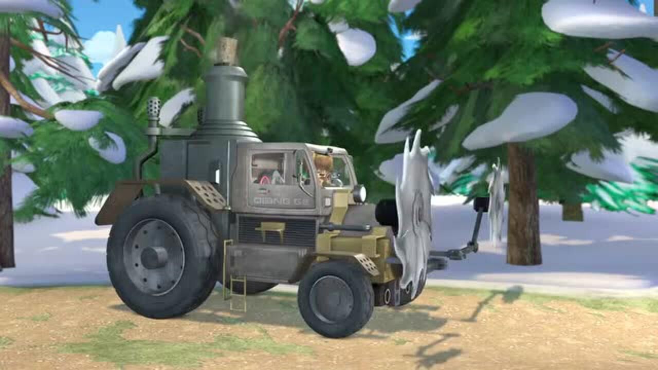 熊出没:伐木机砍树快,还有超强战斗力,小熊熊被打趴了