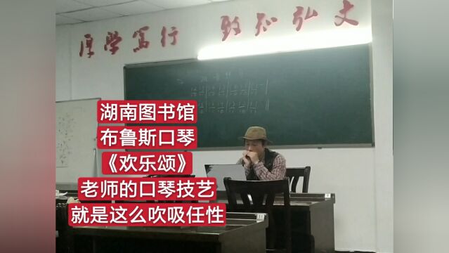 湖南图书馆布鲁斯口琴《欢乐颂》,老师的口琴技艺就是吹吸任性