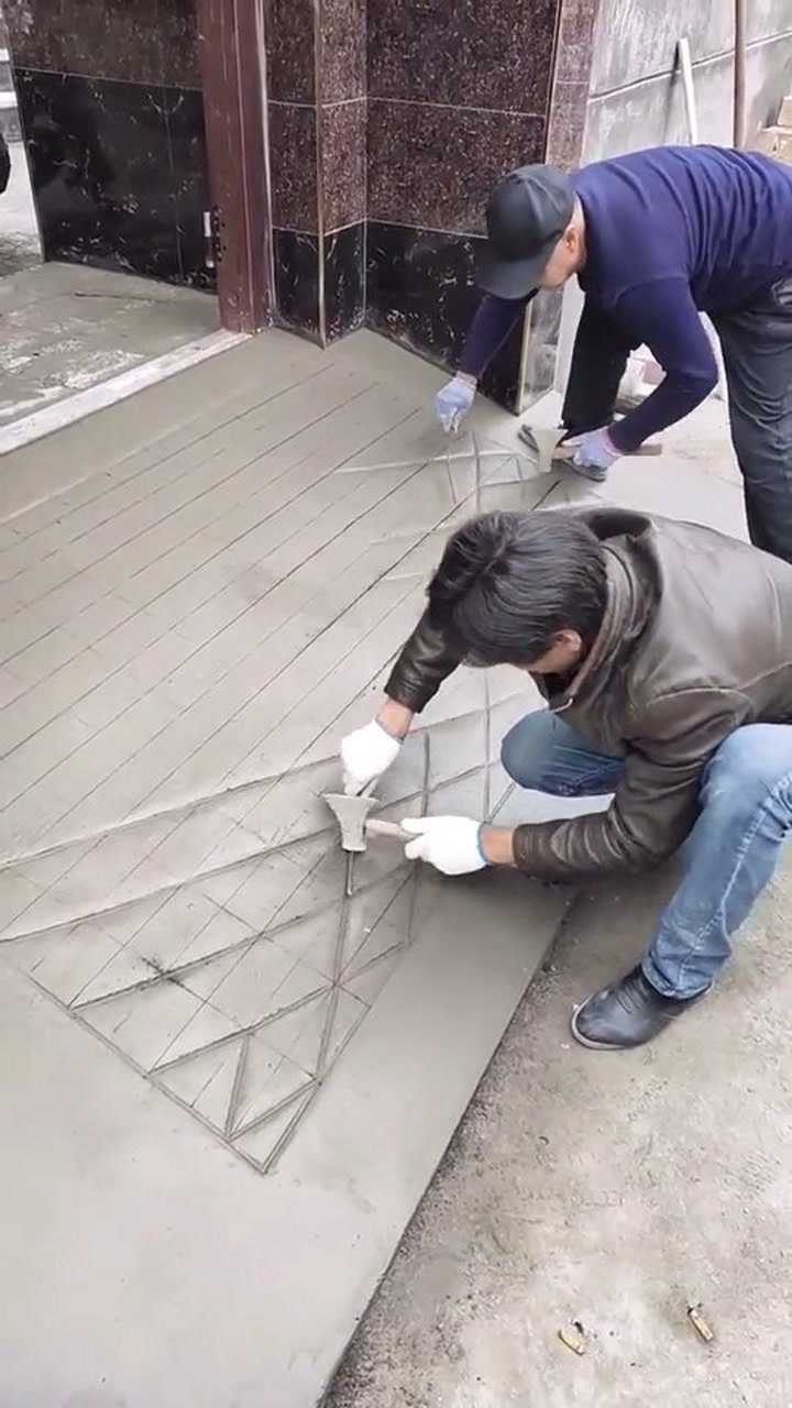 农村大门口斜坡的花纹是如何做出来了现在让你看看整个过程