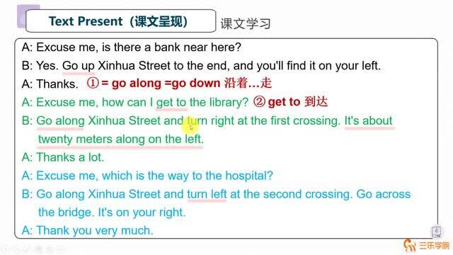 仁爱版初中英语七年级下册同步课堂:沿着这条街走到尽头