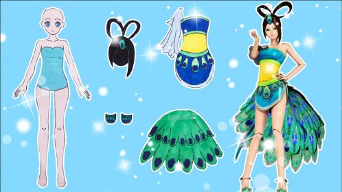 手工纸娃娃玩具:纸娃娃装扮,精灵梦叶罗丽蓝孔雀