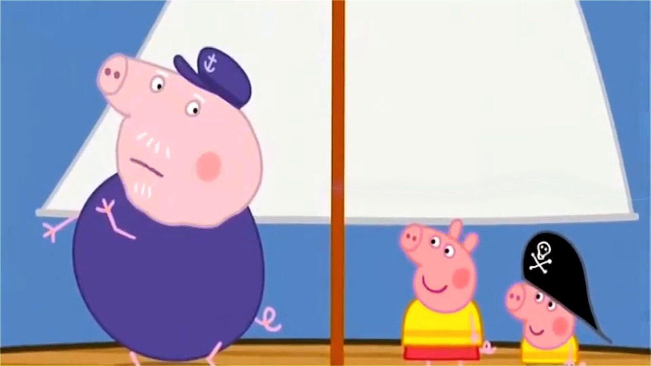 小猪佩奇搞笑配音糟糕佩姐被困在猪爷爷的船上怎么办呀