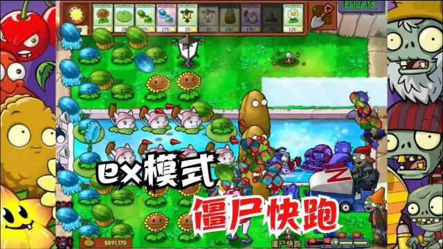 《植物大战僵尸beta版》隐藏关卡僵尸快跑,ex模式(sun)