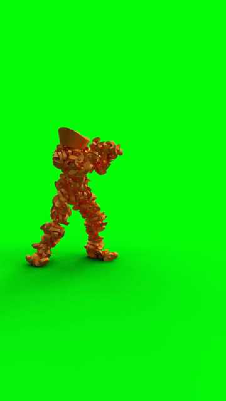 高清元宝人侧踢绿幕素材.