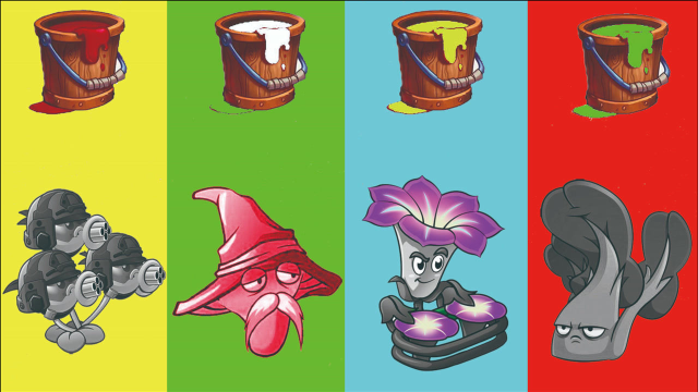 帮助牵牛花寒冰菇机枪豌豆射手甜菜护卫,选择正确的颜色