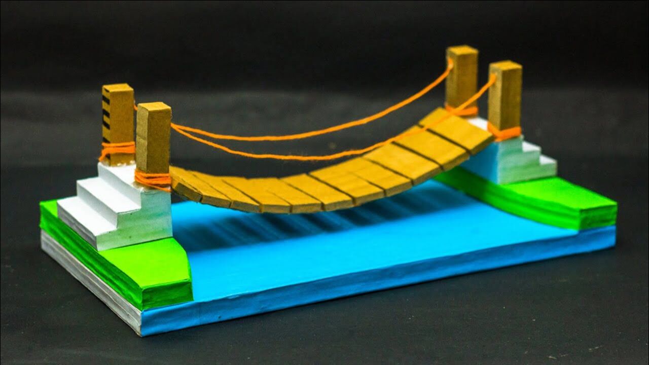 手工教程,如何用纸板制作迷你吊桥模型