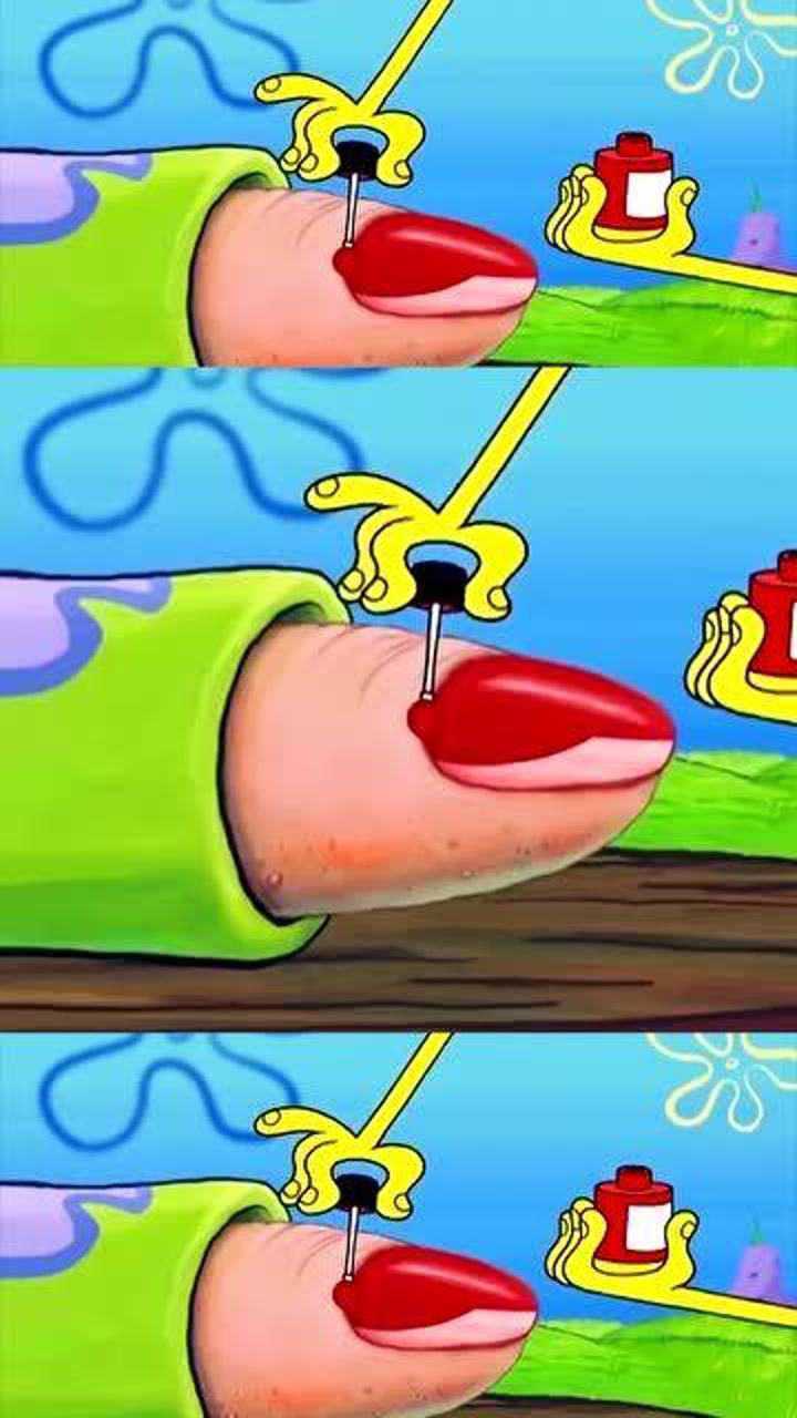 海绵宝宝:每日一笑,派大星涂脚趾油,太亮了,求同款色号