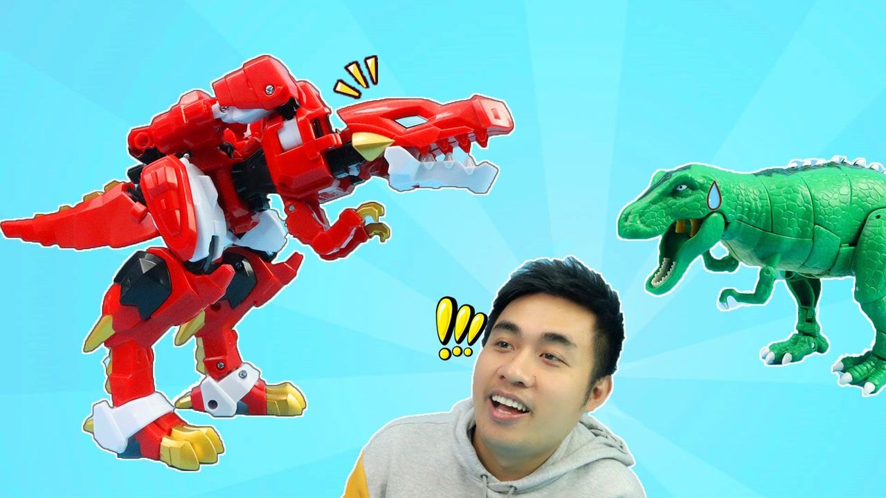 《玩具》天天趣玩 心奇爆龙战车4战龙合体,烈焰霸王龙变形玩具!