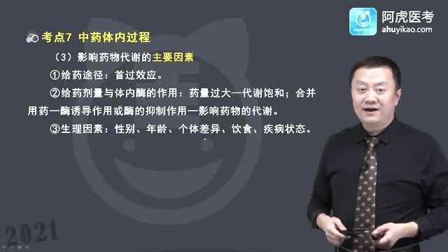 2021阿虎教育—中药学专业知识(一)— 中药体内过程(一)