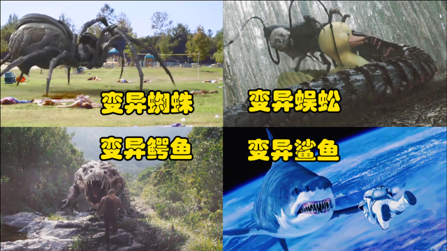 电影中四大变异怪物,你觉得那个更厉害,变异鲨鱼能上太空