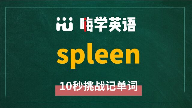 一分钟一词汇,小学、初中、高中英语单词五点讲解,单词spleen你知道它是什么意思,可以怎么使用