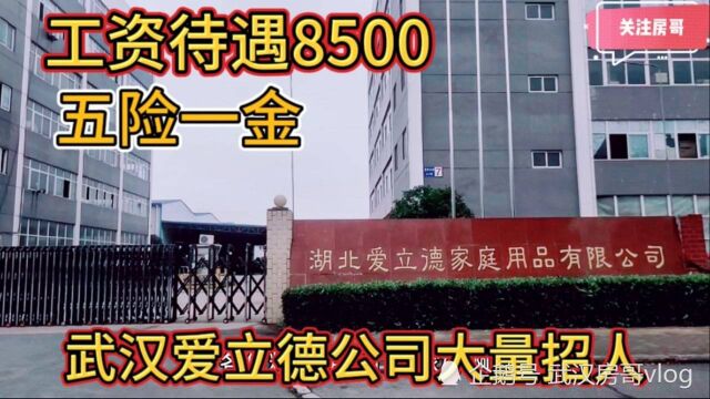 武汉爱立德工资工资待遇8500,五险一金包吃包住,想来上班吗