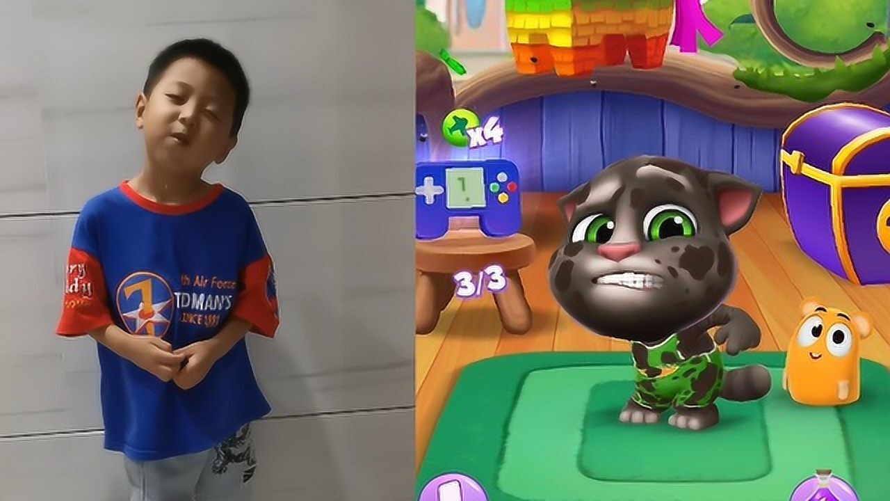 会说话的汤姆猫真人版：小晨与小汤姆又长高了_腾讯视频
