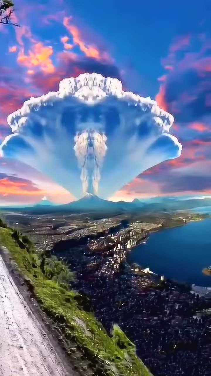 布尔科火山沉寂了40年再次爆发,火山云形似一条愤怒的七头眼睛蛇