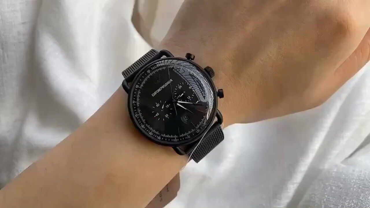 armani阿玛尼 ar11264黑武士  飞行员计时款  石英男表  比较有个性的