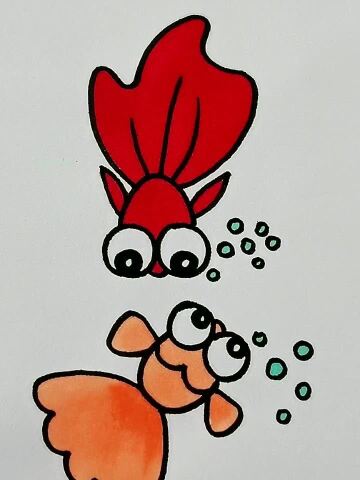 红色金鱼简笔画图片