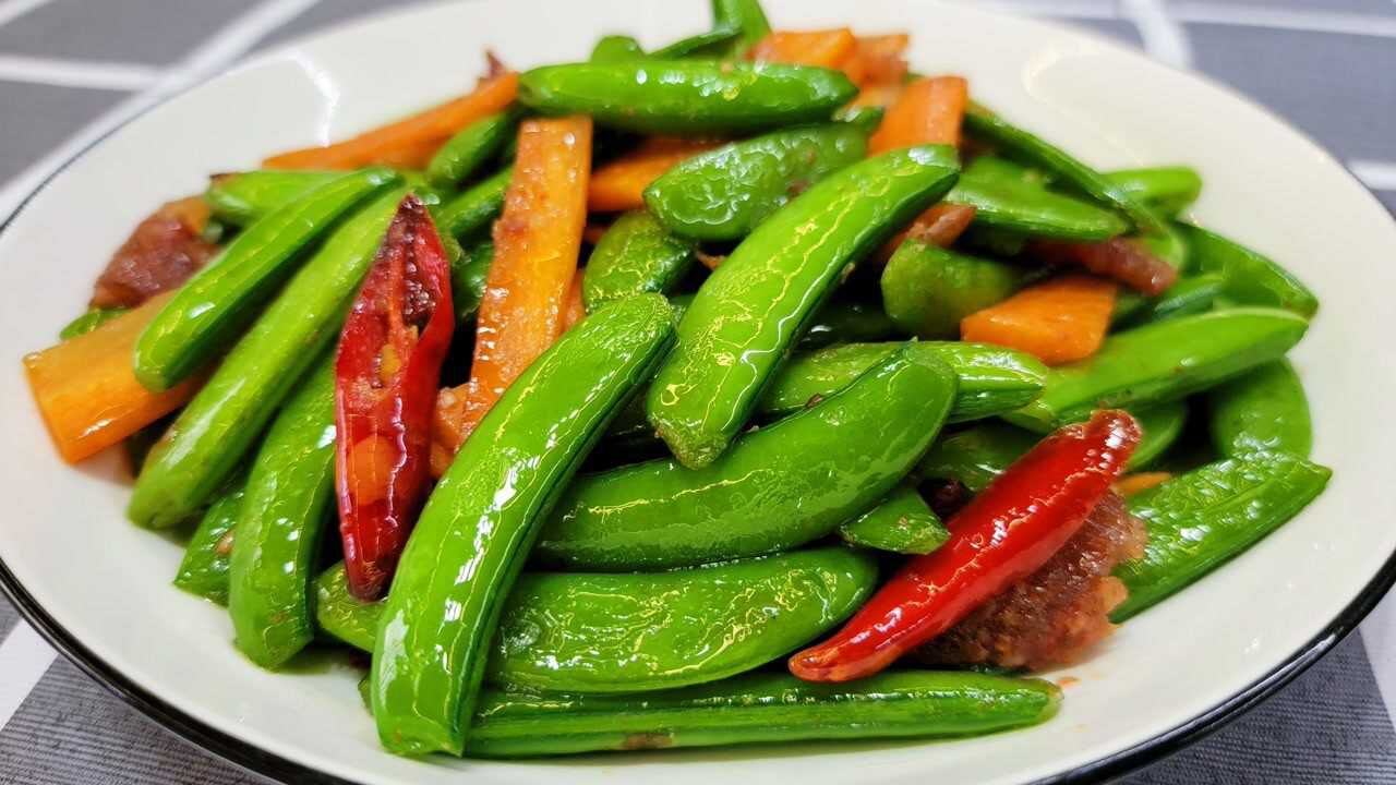 甜豆怎么炒最好吃?教你这样做,简单美味,脆甜爽口超下饭_腾讯视频